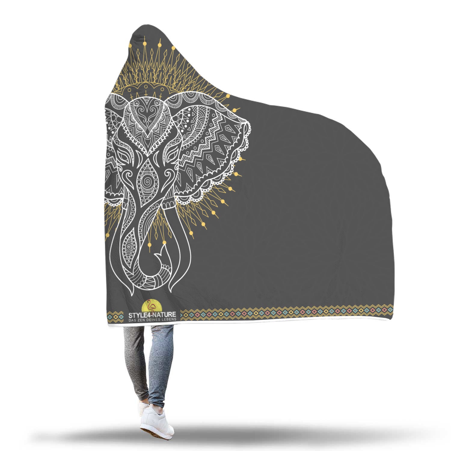 Kapuzendecke - Mandala Elefant Decke - Style4-Nature