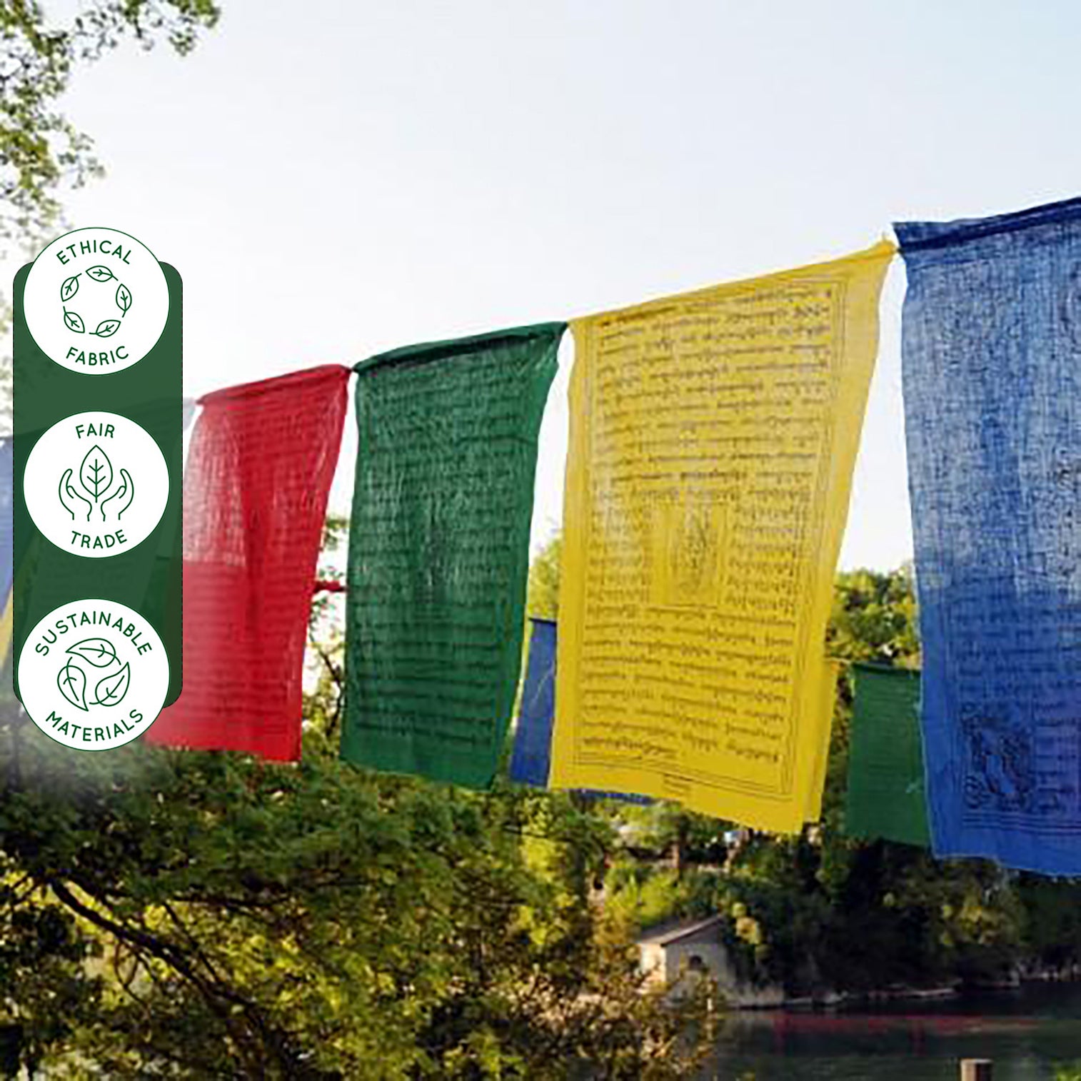 Orig. Tibetische Gebetsfahnen. Baumwolle. Handarbeit - Style4-Nature