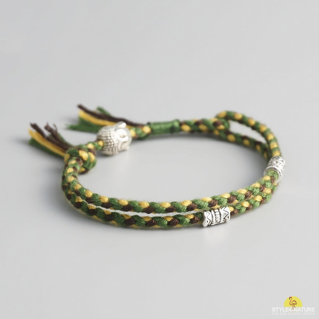 Tibetisch Buddhistische Glücks Armbänder mit Buddha-Kopf u. Glückssymbolen - Style4-Nature