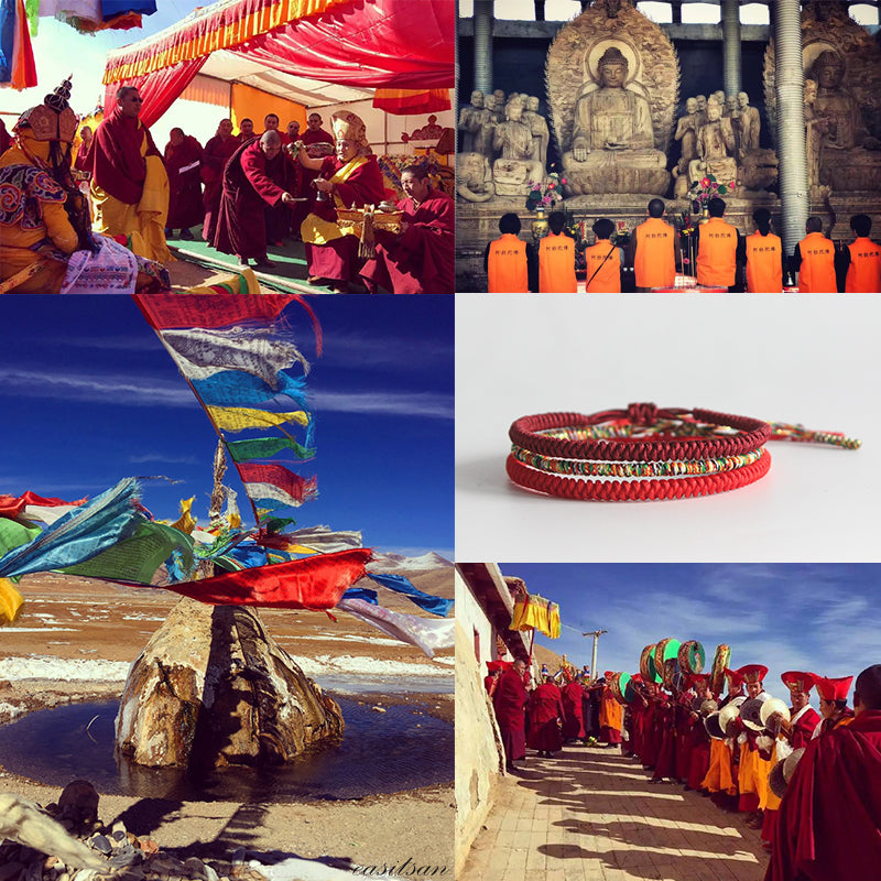 Orig. Tibetische von Mönchen handgef. Glücksknoten-Armband - Style4-Nature